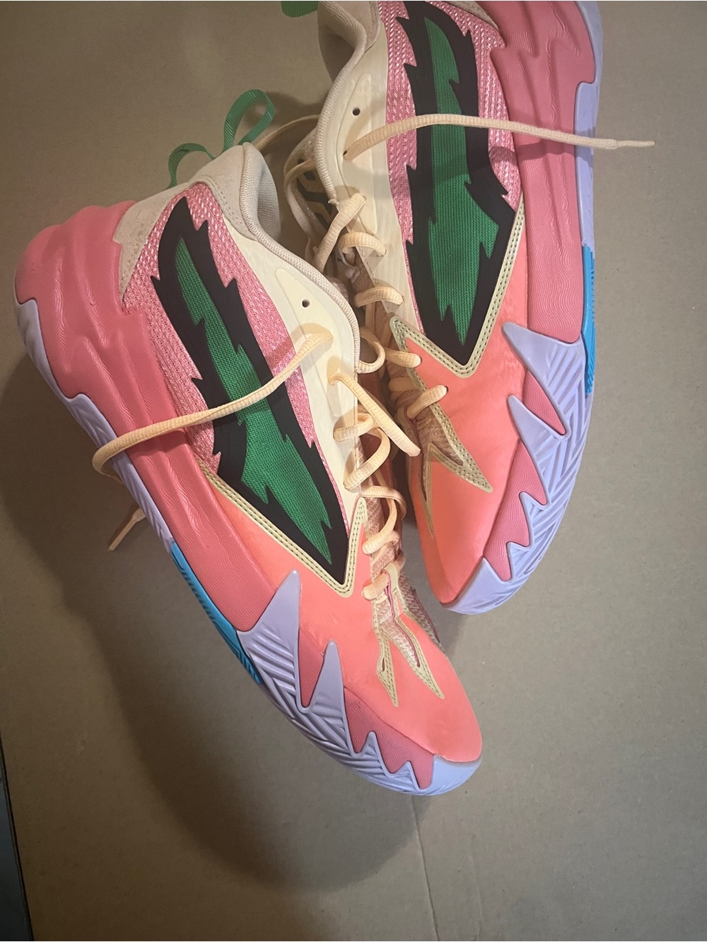 Puma Pink and Green Lightning Men's Sneakers